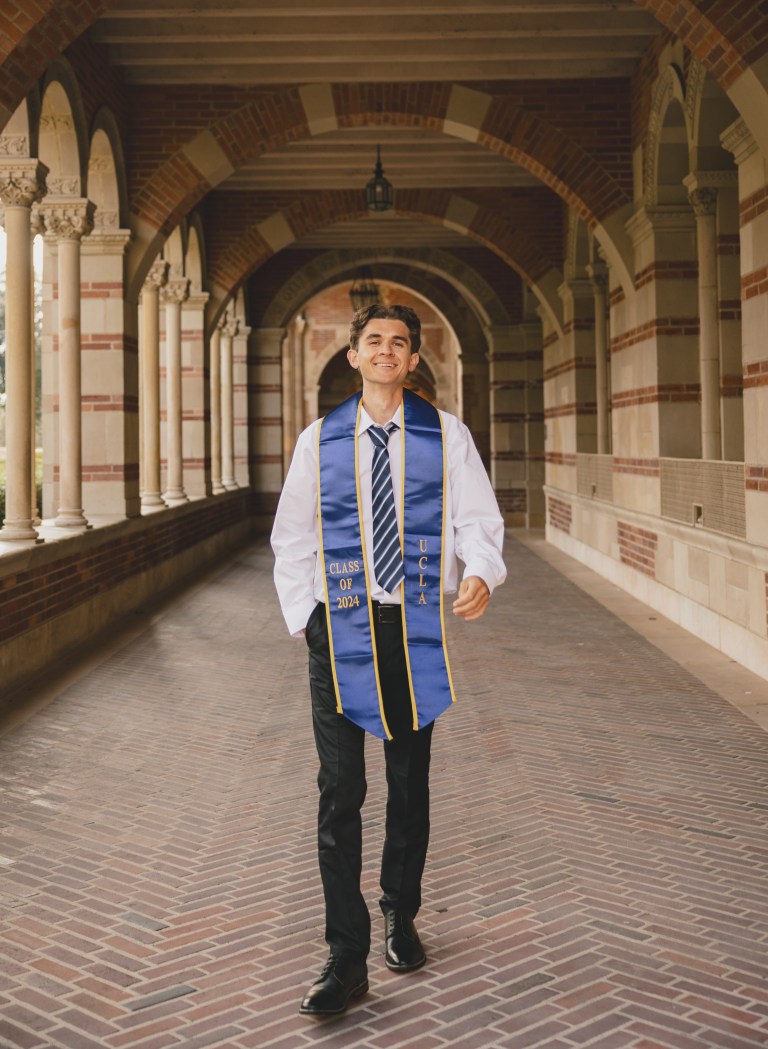 UCLA graduation portrait of a male senior.